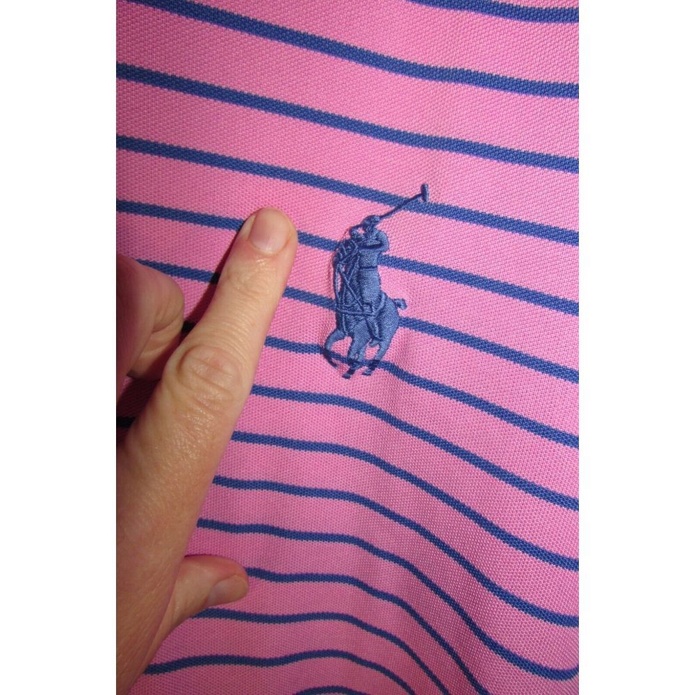 Ralph Lauren Polo Shirt Mens XXL Pink Blue Pony Pro Fit Golf Rugby Adult - Picture 3 of 8
